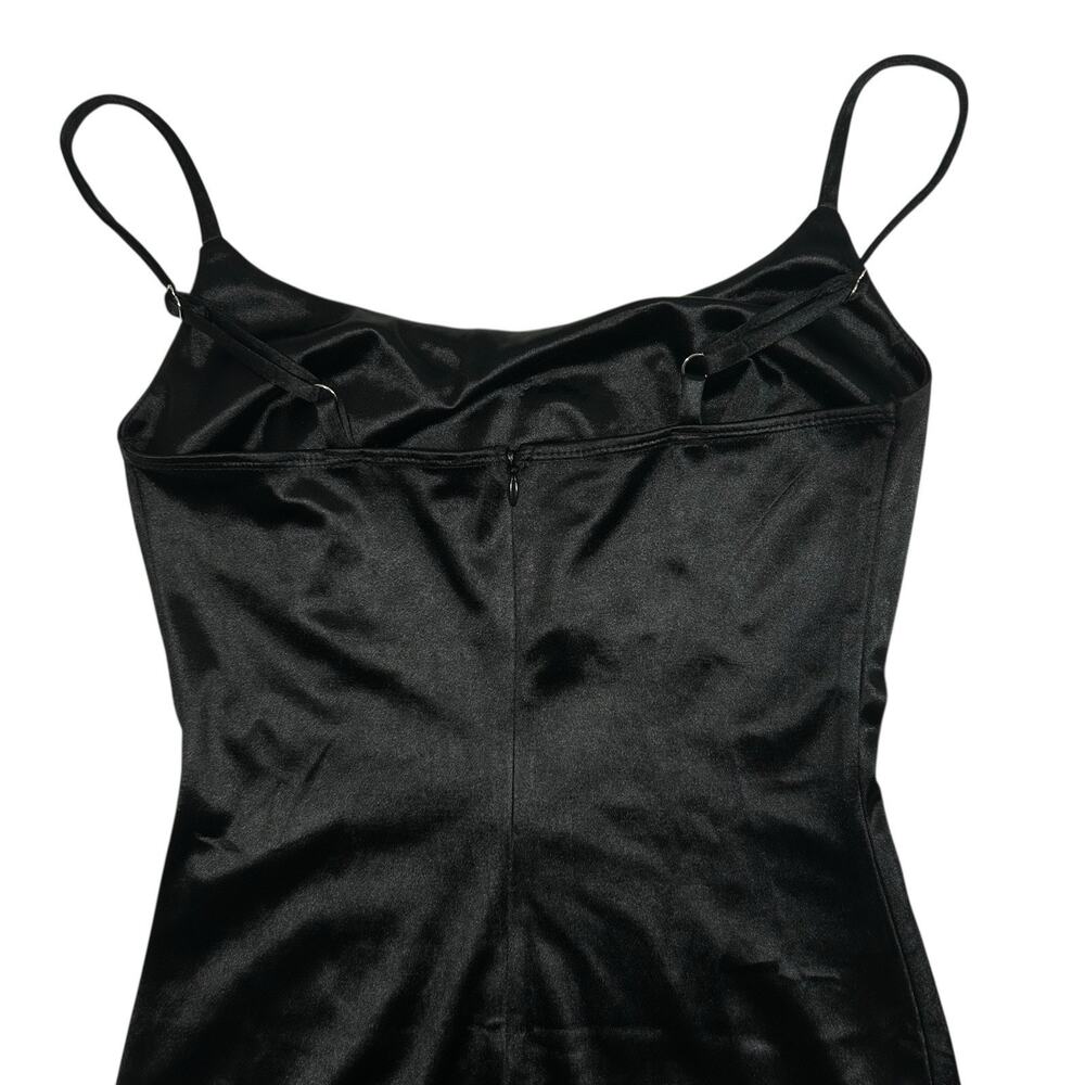 Better Be Little Black Satin Slip Dress Bodycon Sexy Sz S Spaghetti Strap Mini - Picture 5 of 12